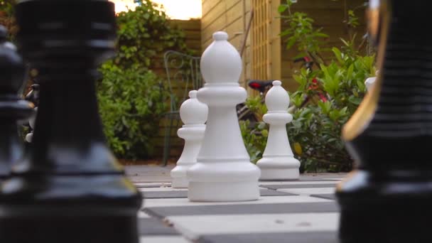 人々 は屋外チェスを再生します。 — ストック動画