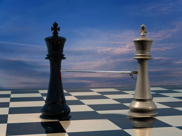 End of the battle: Chess King is being defeated his opponent. Stock Photo