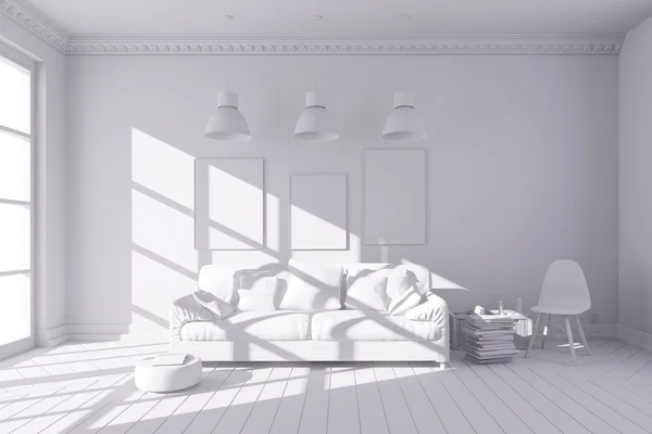 3D render van mooi schoon interieur kamer — Stockfoto