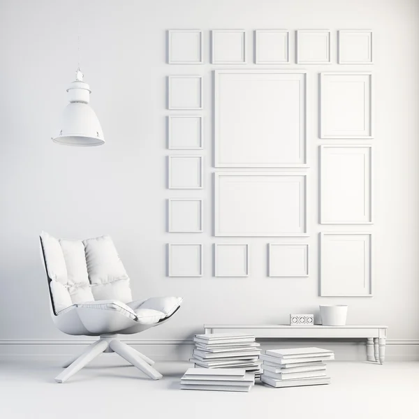 3D render van mooie witte interieur — Stockfoto