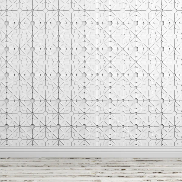 3d 白色抽象墙 abd 木地板 — 图库照片