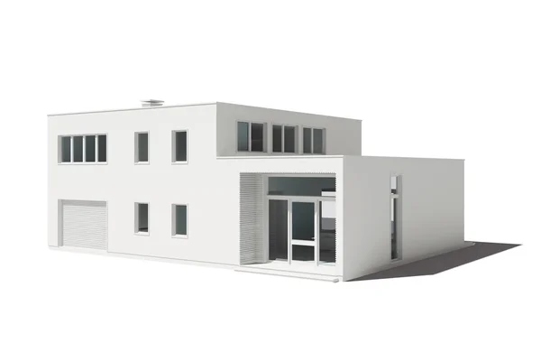 3D render nowoczesny dom na białym tle — Zdjęcie stockowe