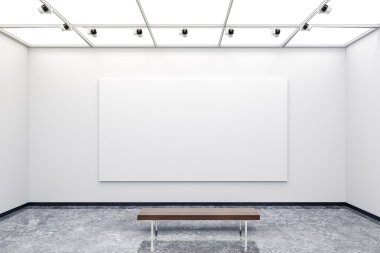 beyaz duvarları ve tuval ile 3D modern iç Galerisi