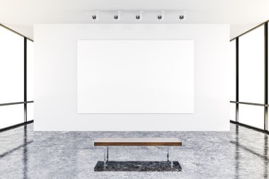 beyaz duvarları ve tuval ile 3D modern iç Galerisi