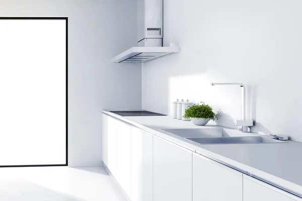 3d modern white kitchen — Stock Photo, Image