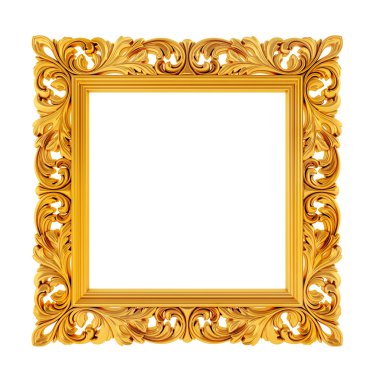 Beyaz arka plan üzerinde 3D altın çerçeve