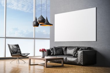 3D render güzel modern iç odası