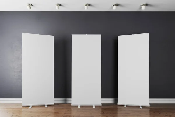 3D interiér s prázdné bílé plakát — Stock fotografie