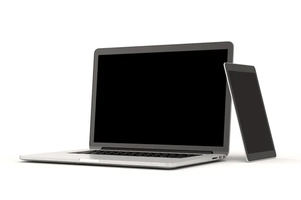 3D laptop y tablet en fondo blanco — Foto de stock © digitalgenetics