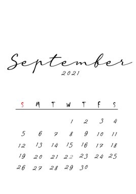 2021 aylık takvim şablonu minimalist tasarım