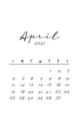 2021 aylık takvim şablonu minimalist tasarım