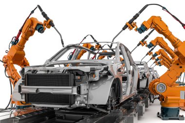 3D robotlar, otomobil üretim hattı