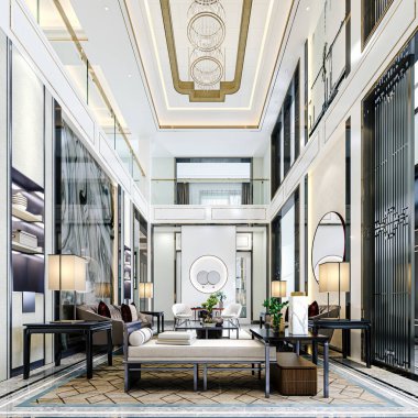 3D güzel lüks ev dekorasyonu.