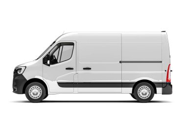 Beyaz arkaplanda 3D kargo aracı