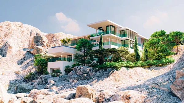 Boyutlu Güzel Modern Bilardo Villası — Stok fotoğraf