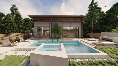 3D güzel, lüks bir ev.