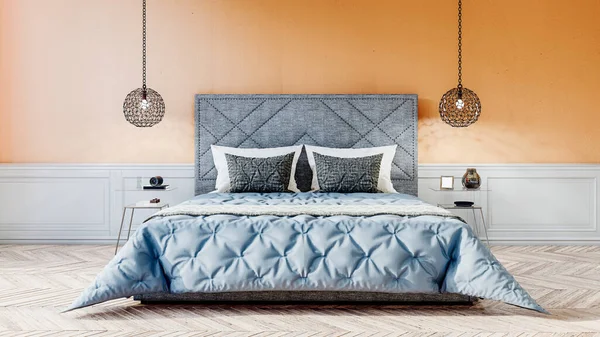 Render Beautiful Bedroom Lapts Side — Stock Photo, Image