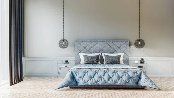 Render Beautiful Bedroom Lapts Side — Stock Photo, Image