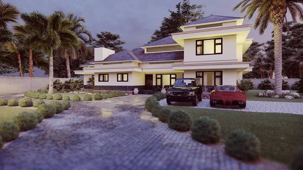 Bella Casa Lusso Rendering Esterno — Foto Stock