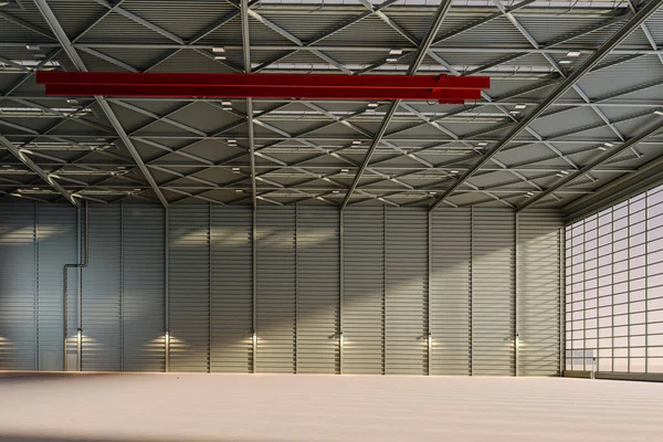 3d render of empty industrial warehouse or hangar interior