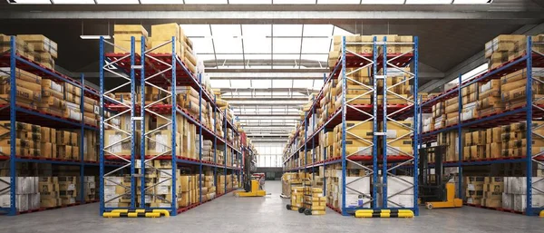 Render Warehouse Interior Commercial Building Storage Goods — Stock Photo, Image