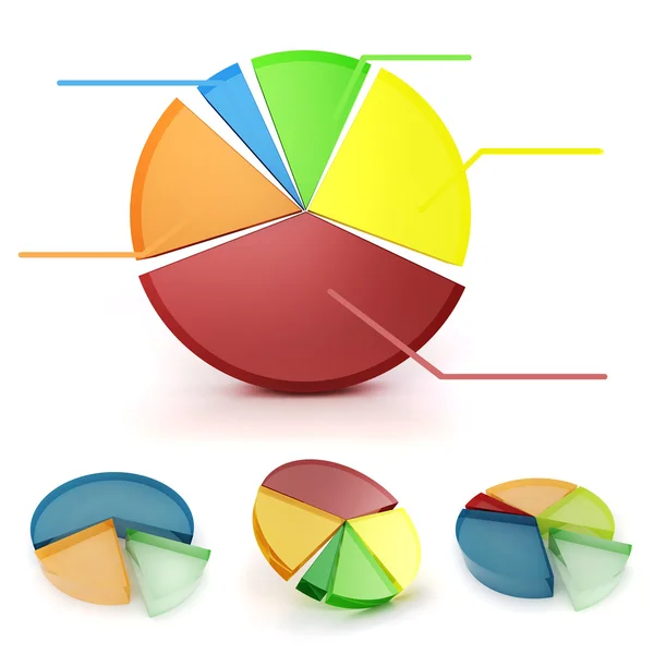 3d красочный набор бизнес-графов, на белом фоне — стоковое фото