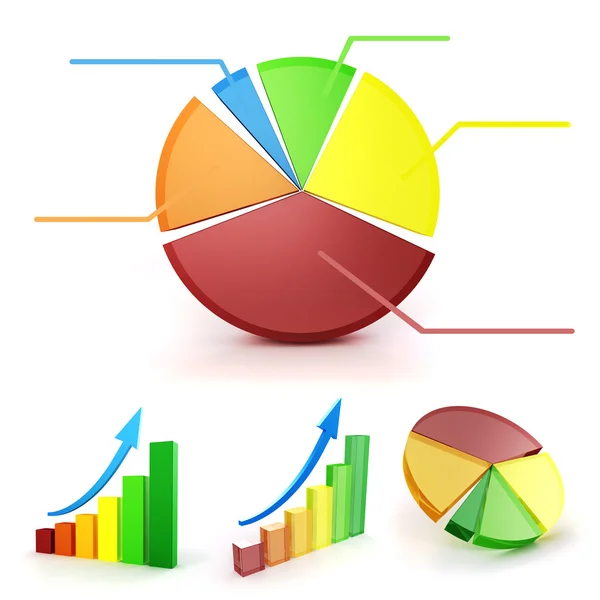 3d colorido gráfico de negócios definido, no fundo branco — Fotografia de Stock