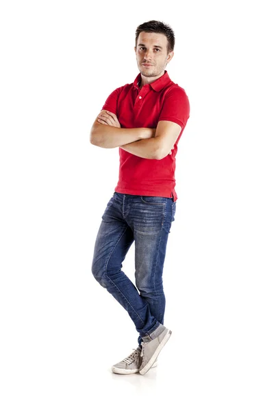 Portrait of young casual man on white background — Stock Photo, Image