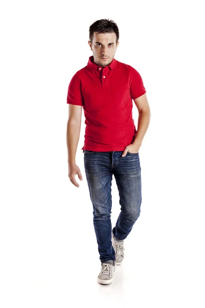 Portrait of young casual man on white background — Stock Photo, Image