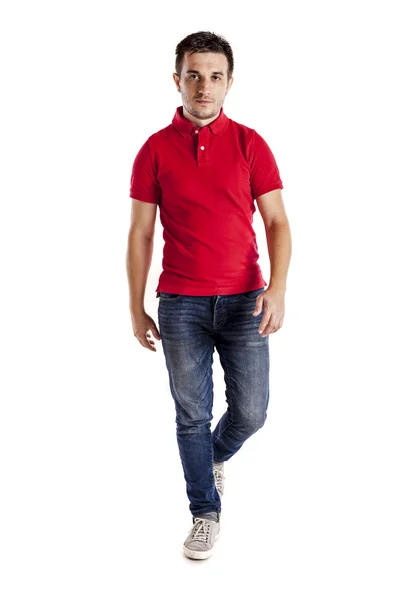 Portrait of young casual man on white background — Stock Photo, Image