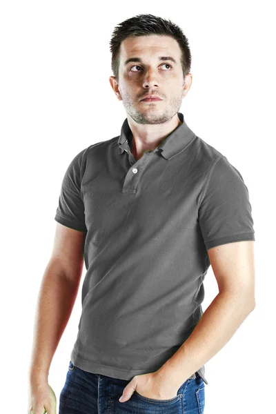 Portrait of young casual man on white background — Stock Photo, Image