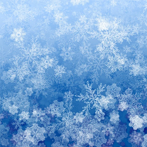 Prachtige blauwe Kerstmis achtergrond met sneeuwvlokken — Stockfoto