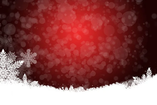 Bellissimo sfondo rosso di Natale con fiocchi di neve — Foto Stock