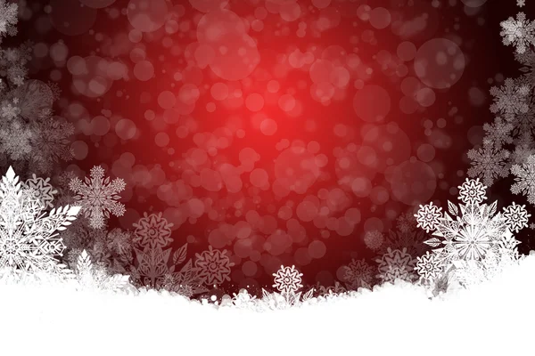 Beau fond de Noël rouge avec flocons de neige — Photo