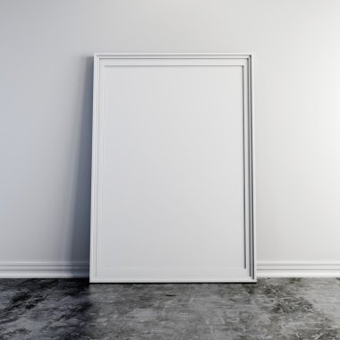 3D boş çerçeve beyaz vintage tuğla duvar