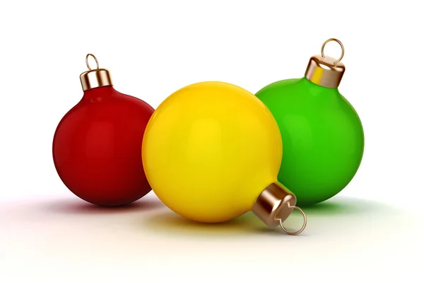 3d bolas de Navidad adornos sobre fondo blanco —  Fotos de Stock