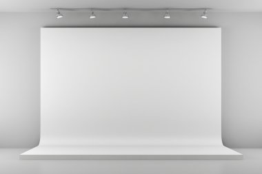 ışıklar ve beyaz arka plan ile 3D studio kurulum