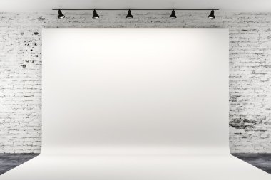 ışıklar ve beyaz arka plan ile 3D studio kurulum