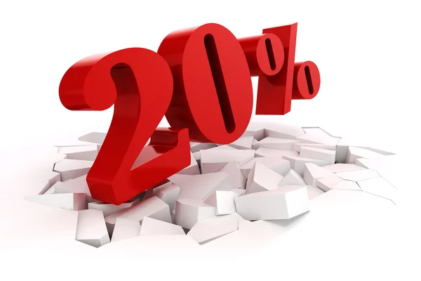 3d red percent discount on white — Stock Photo, Image