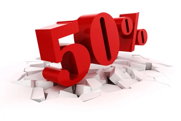 3d red percent discount on white — Stock Photo, Image