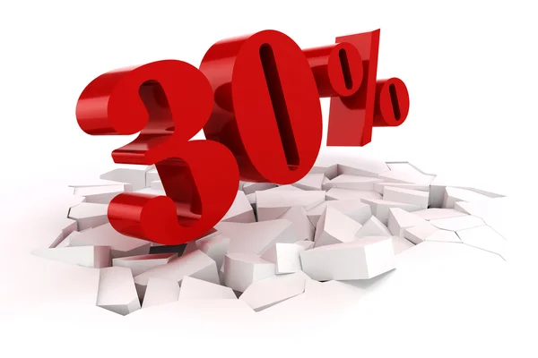 3d red percent discount on white — Stock Photo, Image