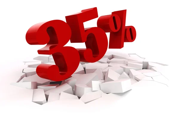 3d red percent discount on white — Stock Photo, Image