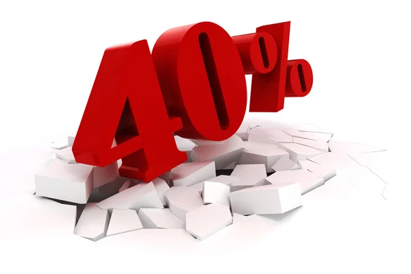 3d red percent discount on white — Stock Photo, Image