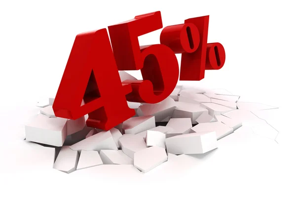 3d red percent discount on white — Stock Photo, Image