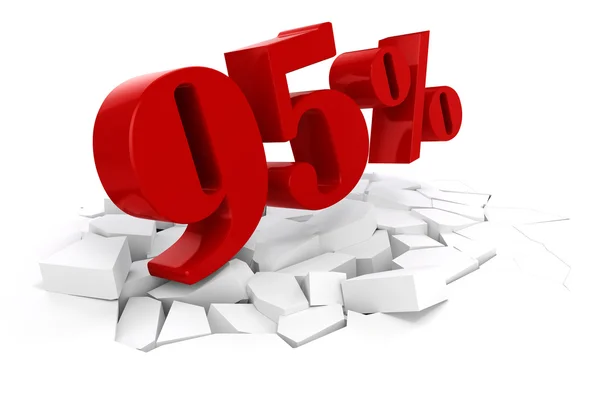 3d red percent discount on white — Stock Photo, Image