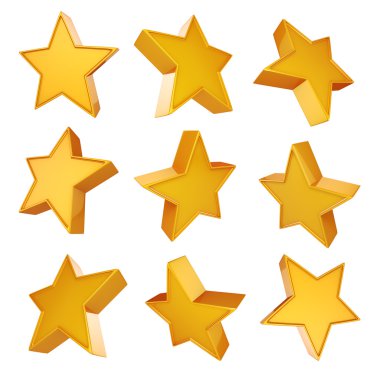 Beyaz arkaplanda 3D altın yıldız