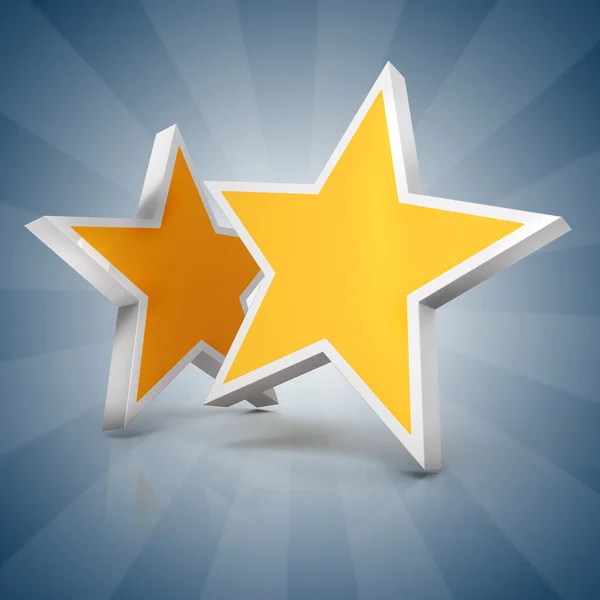 3d - Two gold stars on blue gradient  background — Stock Photo, Image