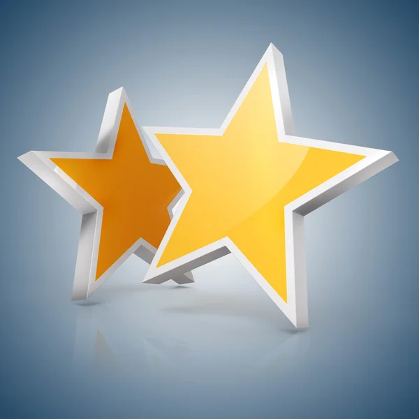 3d - Two gold stars on blue gradient  background — Stock Photo, Image
