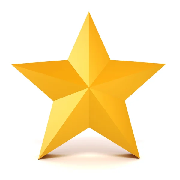 3d gold star on white background — Stock Photo, Image