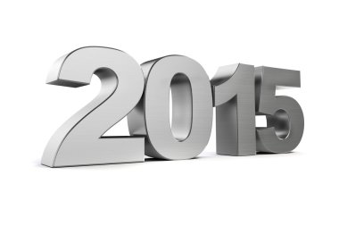 3D - beyaz arka plan üzerinde gümüş 2015 metin